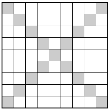 Spielfeld X-Sudoku mit zwei Diagonalen